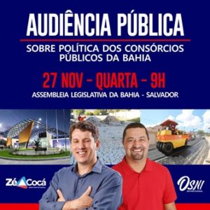 Audiência pública vai debater política de consórcios públicos na Bahia
