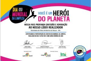 Meio Ambiente: Mucuri é certificado Líder do Dia Mundial da Limpeza pelo Instituto Limpa Brasil