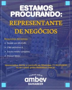 Oportunidade de Emprego para o Município de mucuri